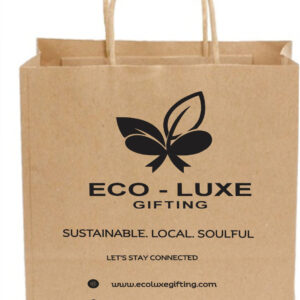 Eco Luxe branded paper gift bag with rope handles for sustainable corporate gifting