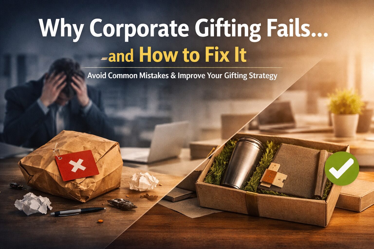 Corporate gifting mistakes compared with a thoughtful sustainable corporate gift solution